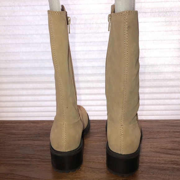 Suede mid-calf camel boots - Picture 5 of 7